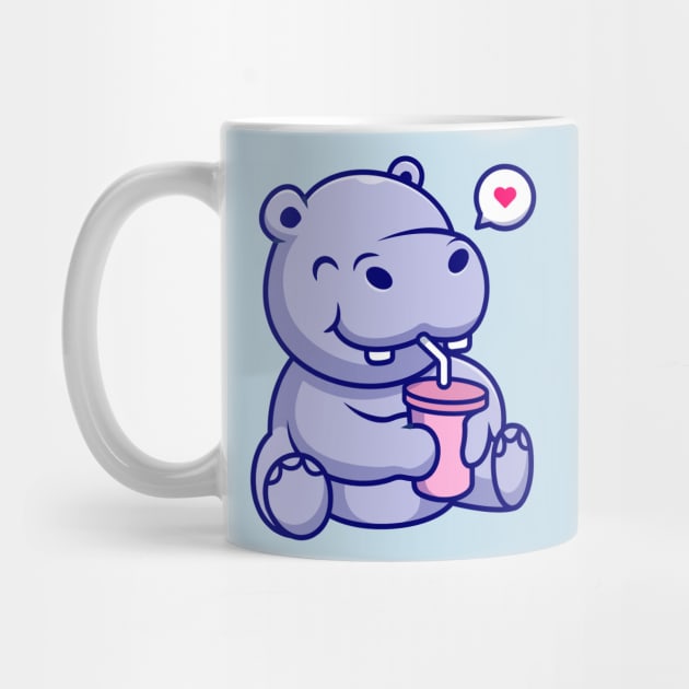 Cute Hippo Drinking Cartoon by Catalyst Labs